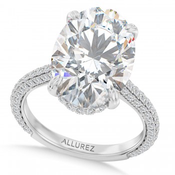 Oval Lab Diamond Engagement Ring 14K White Gold (4.90ct)