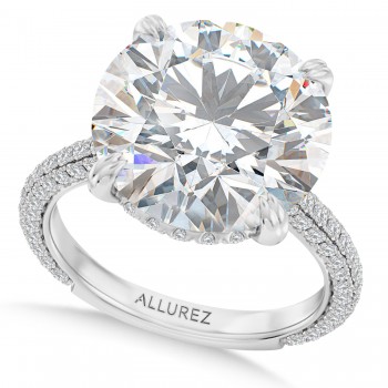 Round Lab Diamond Engagement Ring 14K White Gold (6.90ct)