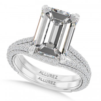 Emerald Lab Diamond Bridal Set 14K White Gold (3.77ct) Emerald Lab Diamond Bridal Set 14K White Gold (3.77ct)