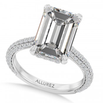 Emerald Lab Diamond Bridal Set 14K White Gold (3.77ct)