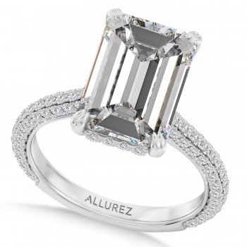 Emerald Lab Diamond Bridal Set 14K White Gold (4.77ct)