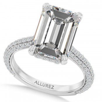 Emerald Lab Diamond Bridal Set 14K White Gold (5.77ct)