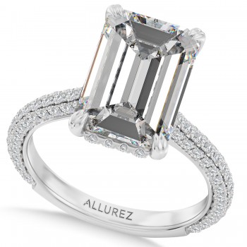 Emerald Lab Diamond Bridal Set 14K White Gold (7.77ct)