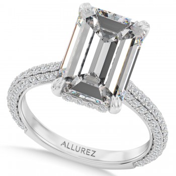 Emerald Lab Diamond Bridal Set 14K White Gold (9.77ct)