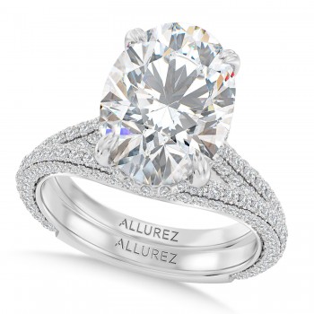 Oval Lab Diamond Bridal Set 14K White Gold (3.77ct) Oval Lab Diamond Bridal Set 14K White Gold (3.77ct)
