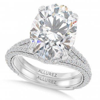 Oval Lab Diamond Bridal Set 14K White Gold (5.77ct)