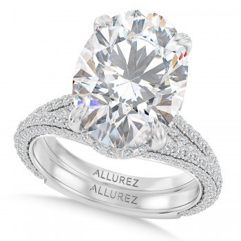 Oval Lab Diamond Bridal Set 14K White Gold (7.77ct)