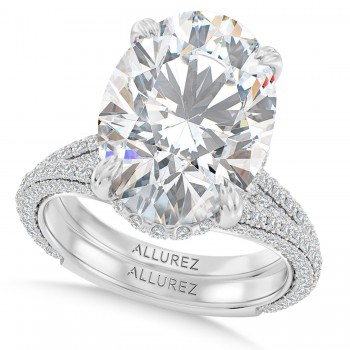 Oval Lab Diamond Bridal Set 14K White Gold (9.77ct)