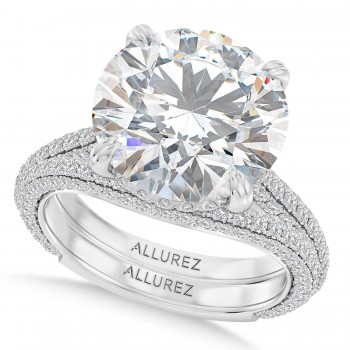 Round Lab Diamond Bridal Set 14K White Gold (4.77ct)