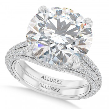 Round Lab Diamond Bridal Set 14K White Gold (7.77ct)