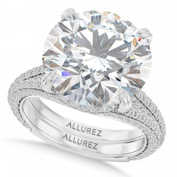 Round Lab Diamond Bridal Set 14K White Gold (9.77ct)