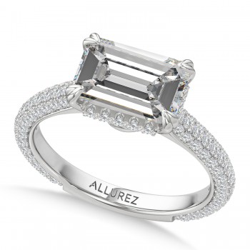 East-West Emerald Lab Diamond Engagement Ring 14K White Gold (2.90ct) East-West Emerald Lab Diamond Engagement Ring 14K White Gold (2.90ct)