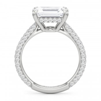 East-West Emerald Lab Diamond Engagement Ring 14K White Gold (2.90ct)