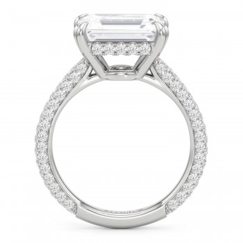 East-West Emerald Lab Diamond Engagement Ring 14K White Gold (3.90ct)