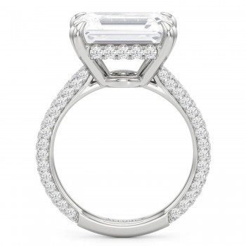 East-West Emerald Lab Diamond Engagement Ring 14K White Gold (4.90ct)