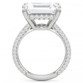 East-West Emerald Lab Diamond Engagement Ring 14K White Gold (6.90ct)