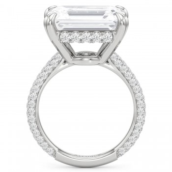 East-West Emerald Lab Diamond Engagement Ring 14K White Gold (8.90ct)