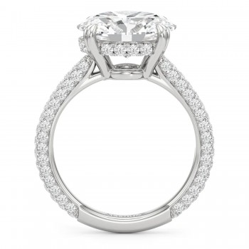 East-West Oval Lab Diamond Engagement Ring 14K White Gold (3.90ct)