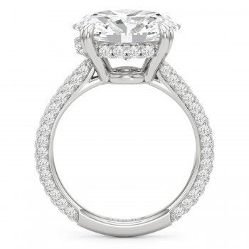 East-West Oval Lab Diamond Engagement Ring 14K White Gold (4.90ct)