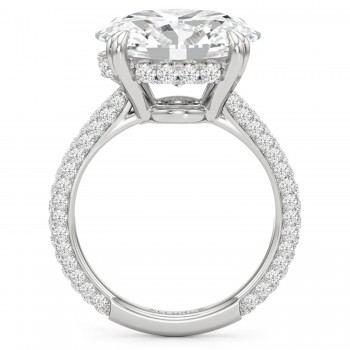 East-West Oval Lab Diamond Engagement Ring 14K White Gold (6.90ct)