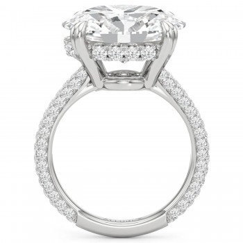 East-West Oval Lab Diamond Engagement Ring 14K White Gold (8.90ct)