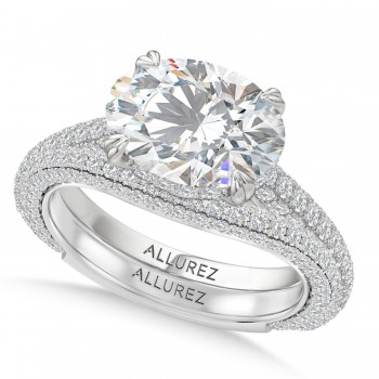 East-West Oval Lab Diamond Bridal Set 14K White Gold (3.77ct) East-West Oval Lab Diamond Bridal Set 14K White Gold (3.77ct)