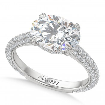 East-West Oval Lab Diamond Bridal Set 14K White Gold (3.77ct)