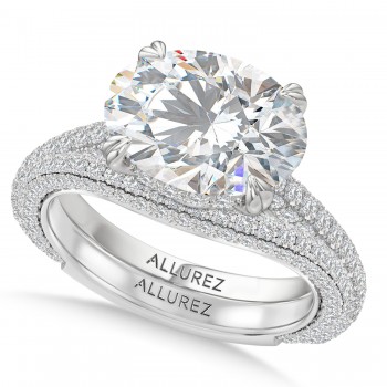 East-West Oval Lab Diamond Bridal Set 14K White Gold (4.77ct)