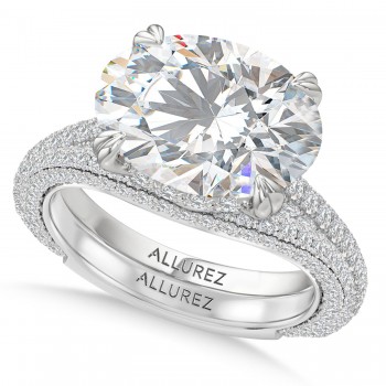East-West Oval Lab Diamond Bridal Set 14K White Gold (7.77ct)
