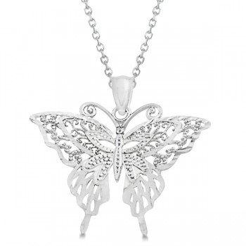 Butterfly Shaped Pendant Necklace 14K White Gold Butterfly Shaped Pendant Necklace 14K White Gold