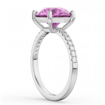 Pink Sapphire & Diamond Engagement Ring 18K White Gold 2.51ct