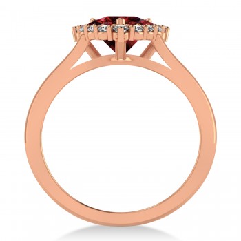 Diamond & Garnet Trillion Cut Ring 14k Rose Gold (1.7ct)
