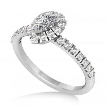 Pear Lab Grown Diamond Halo Engagement Ring 14k White Gold (0.63ct)