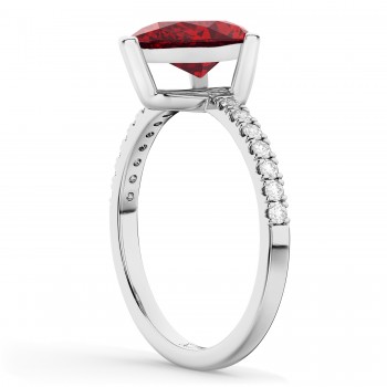 Pear Cut Ruby & Diamond Engagement Ring 14K White Gold 2.71ct