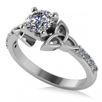 Round Lab Grown Diamond Celtic Knot Engagement Ring 14K White Gold (0.75ct)