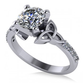 Round Lab Grown Diamond Celtic Knot Engagement Ring 14K White Gold (1.50ct)