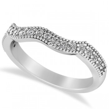 Diamond Accented Contoured Wedding Band in 14k White Gold (0.29ct)
