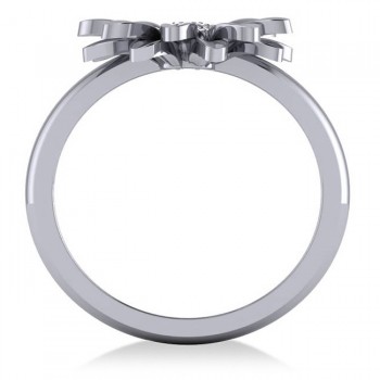 Multilayered Daisy Flower Fashion Ring 14k White Gold