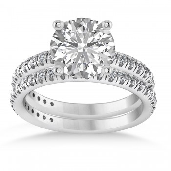 Diamond No Halo Semi-Eternity Bridal Set 14k White Gold (0.77ct)