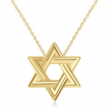 Jewish Star of David Interconnecting Petite Pendant 14K Yellow Gold