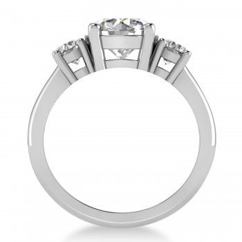 Round 3-Stone Moissanite & Diamond Engagement Ring 14k White Gold (2.50ct)