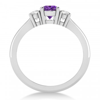 Oval Amethyst & Diamond Three-Stone Engagement Ring 14k White Gold (1.20ct)