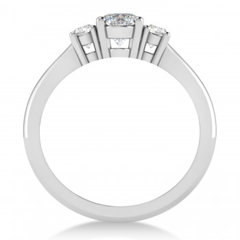 Oval Moissanite & Diamond Three-Stone Engagement Ring 14k White Gold (1.20ct)