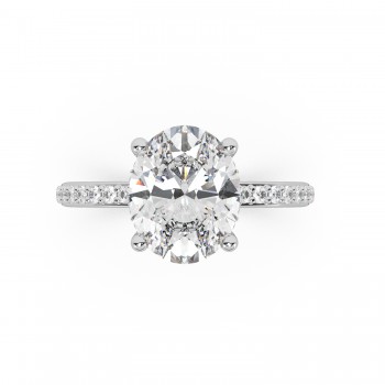 Oval Cut Lab Grown Hidden Halo Engagement Ring 14K White Gold (4.27ct)