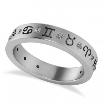 Diamond Zodiac Signs Ring 14K White Gold (0.16ct)