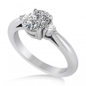 Cushion Diamond Three-Stone Engagement Ring 14k White Gold (1.14ct)