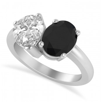 Oval/Pear Black & White Diamond Toi et Moi Ring 14k White Gold (4.50ct)