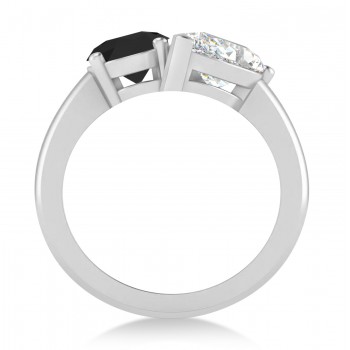 Oval/Pear Black & White Diamond Toi et Moi Ring 14k White Gold (4.50ct)