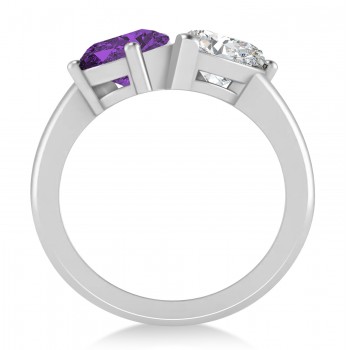 Pear/Pear Diamond & Amethyst Toi et Moi Ring 14k White Gold (4.00ct)