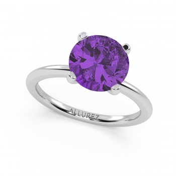 Amethyst Solitaire Engagement Ring 14K White Gold (2.75ct)